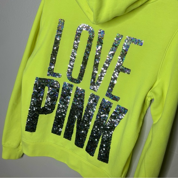 RARE PINK VICTORIA’S SECRET NEON OMBRÉ BLING FULL ZIP HOODIE - Picture 3 of 11